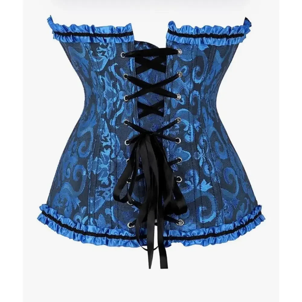 Lace Corset Top Sexy Lace Up Bustier L Jacquard Body Shaper Steampunk Goth